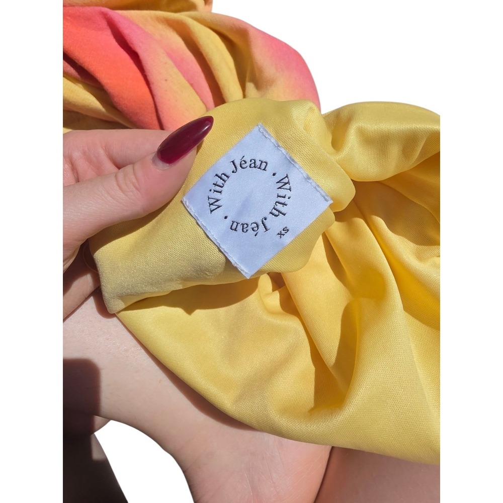 With Jean Frankie ziggy Tie Dye Mini Dress Bodycon Strapless Yellow Pink XS - Picture 6 of 11